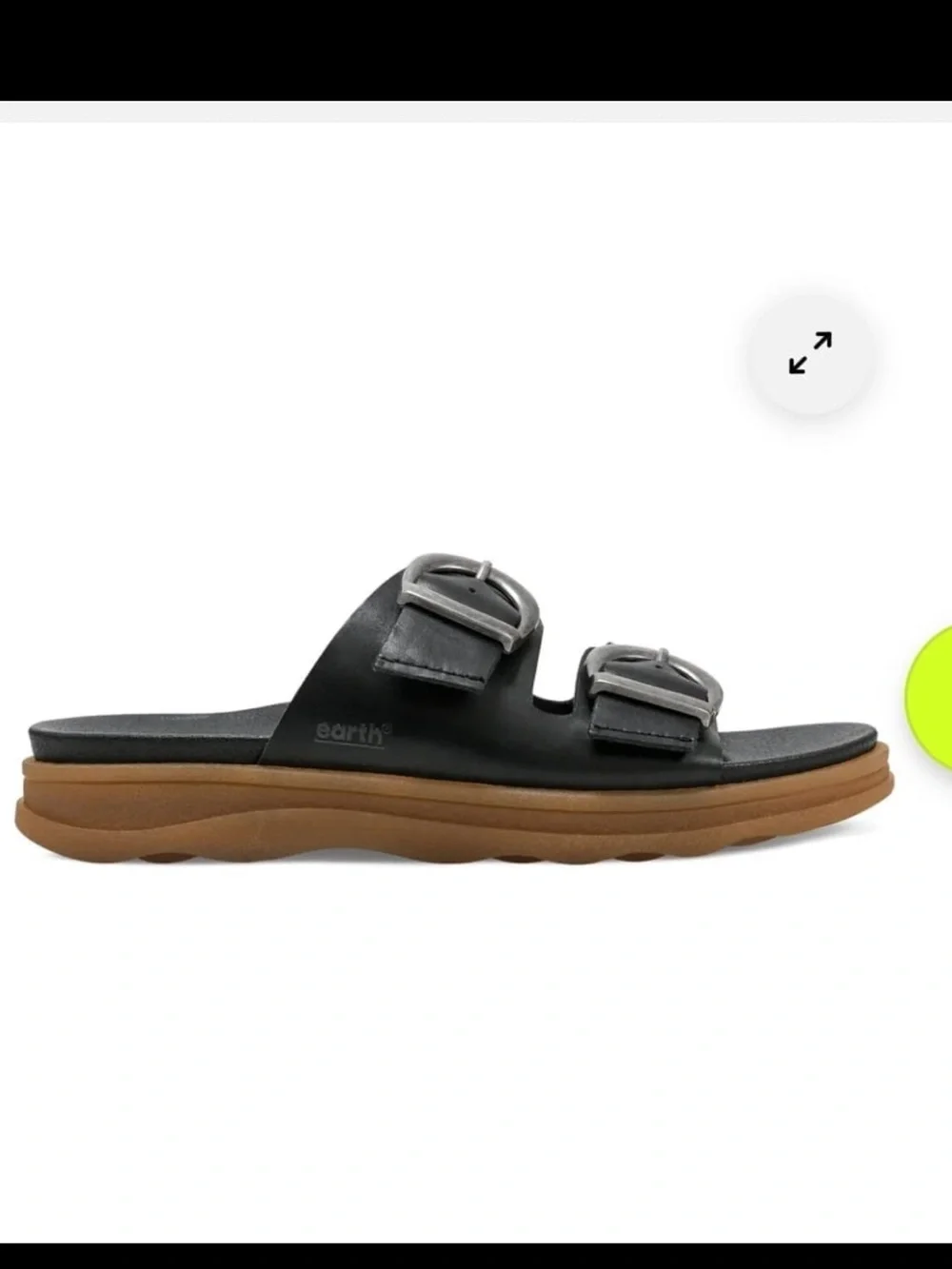 Earth Origins Black Slide Sandal with Silver Buckles